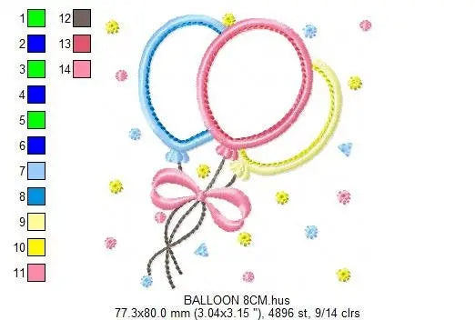 Balloon embroidery design - Balloons embroidery designs machine embroidery pattern - Baby embroidery file - balloon applique design birthday Marcia Embroidery