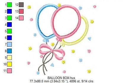Balloon embroidery design - Balloons embroidery designs machine embroidery pattern - Baby embroidery file - balloon applique design birthday Marcia Embroidery
