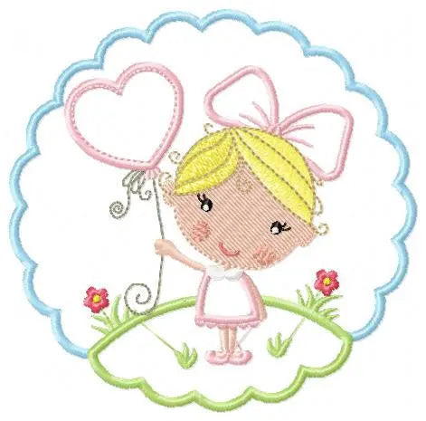 Girl embroidery designs - Fairy embroidery design machine embroidery pattern - girl with flowers embroidery file princess embroidery balloon Marcia Embroidery