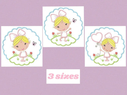 Girl embroidery designs - Fairy embroidery design machine embroidery pattern - girl with flowers embroidery file princess embroidery balloon Marcia Embroidery