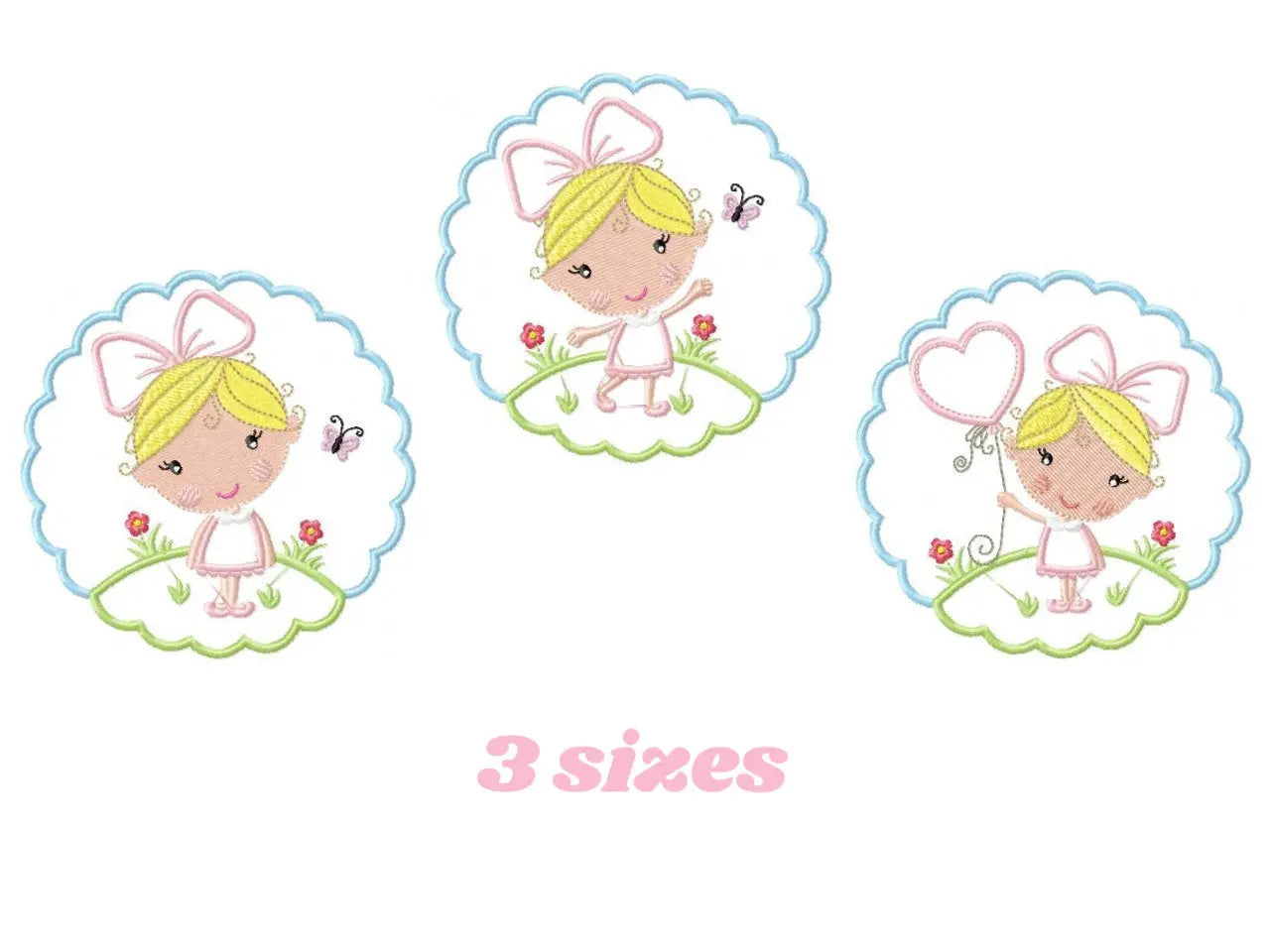 Girl embroidery designs - Fairy embroidery design machine embroidery pattern - girl with flowers embroidery file princess embroidery balloon Marcia Embroidery