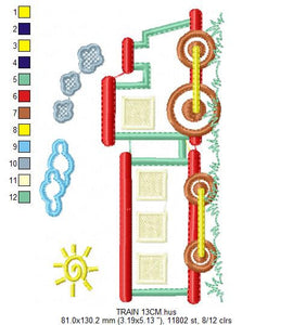 Train embroidery designs - Vehicle embroidery design machine embroidery pattern - baby boy embroidery file instant download train with wagon