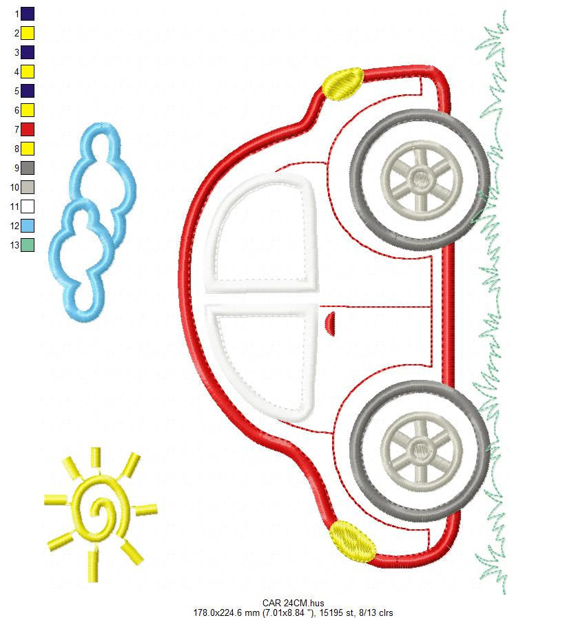 Car embroidery designs - Vehicle embroidery design machine embroidery pattern - Automobile embroidery file - car applique design boy design