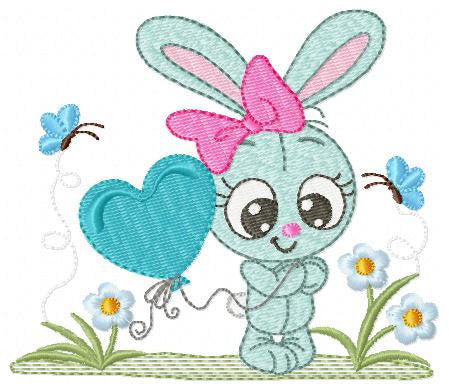 Bunny embroidery design - Rabbit embroidery designs machine embroidery pattern - baby embroidery file - kid embroidery rabbit with flowers