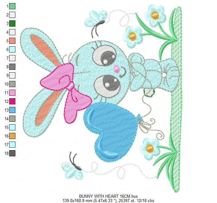 Bunny embroidery design - Rabbit embroidery designs machine embroidery pattern - baby embroidery file - kid embroidery rabbit with flowers