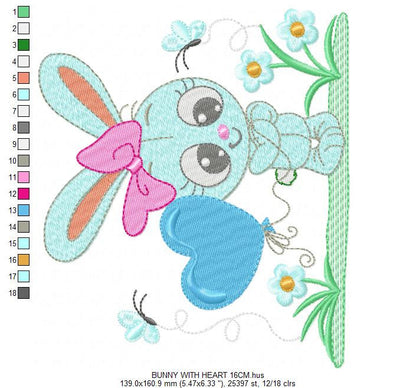 Bunny embroidery design - Rabbit embroidery designs machine embroidery pattern - baby embroidery file - kid embroidery rabbit with flowers