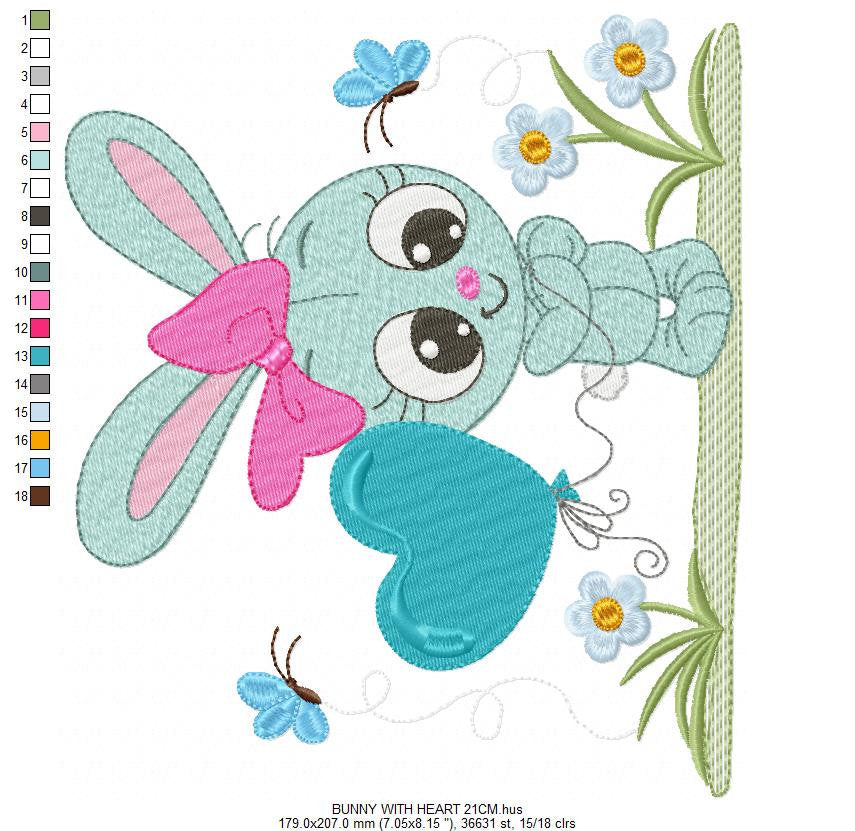 Bunny embroidery design - Rabbit embroidery designs machine embroidery pattern - baby embroidery file - kid embroidery rabbit with flowers