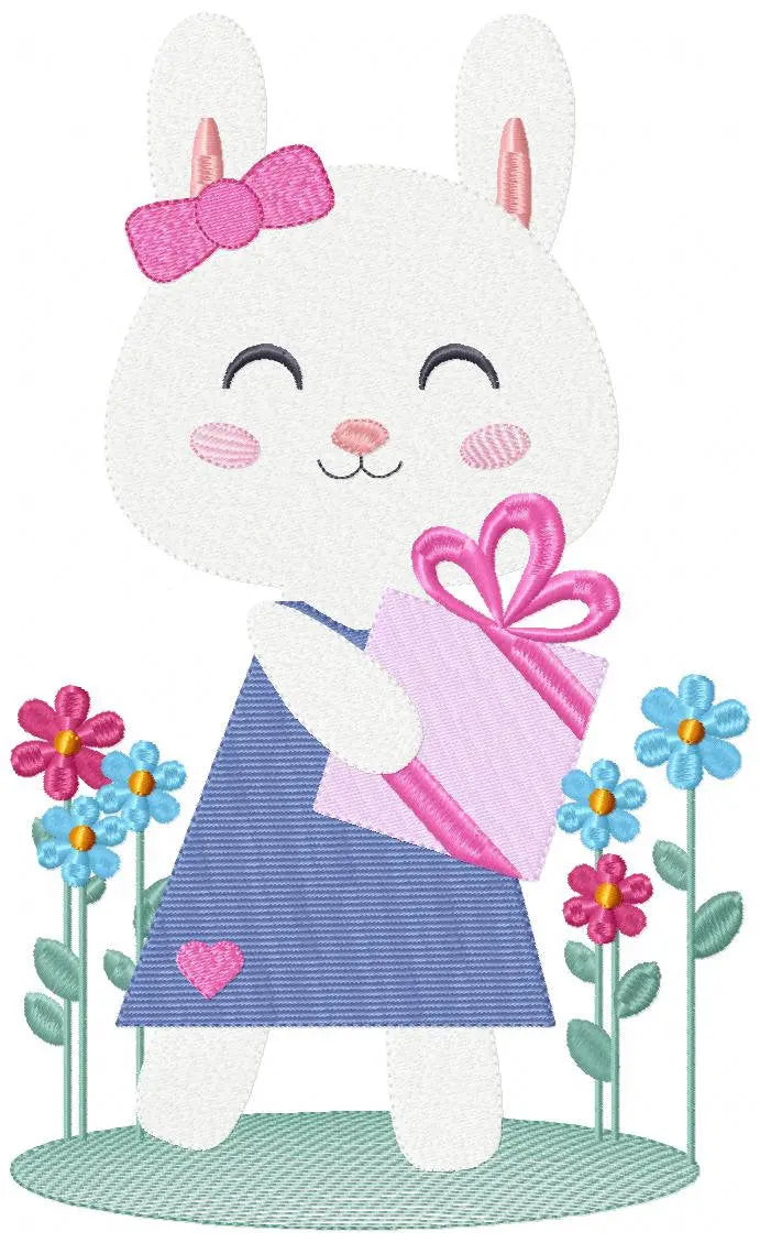 Rabbit embroidery design - Animal embroidery designs machine embroidery pattern - Easter Bunny embroidery file - Bunny with flowers digital Marcia Embroidery