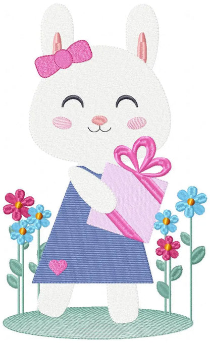 Rabbit embroidery design - Animal embroidery designs machine embroidery pattern - Easter Bunny embroidery file - Bunny with flowers digital Marcia Embroidery
