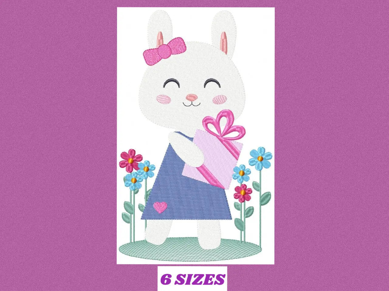 Rabbit embroidery design - Animal embroidery designs machine embroidery pattern - Easter Bunny embroidery file - Bunny with flowers digital Marcia Embroidery