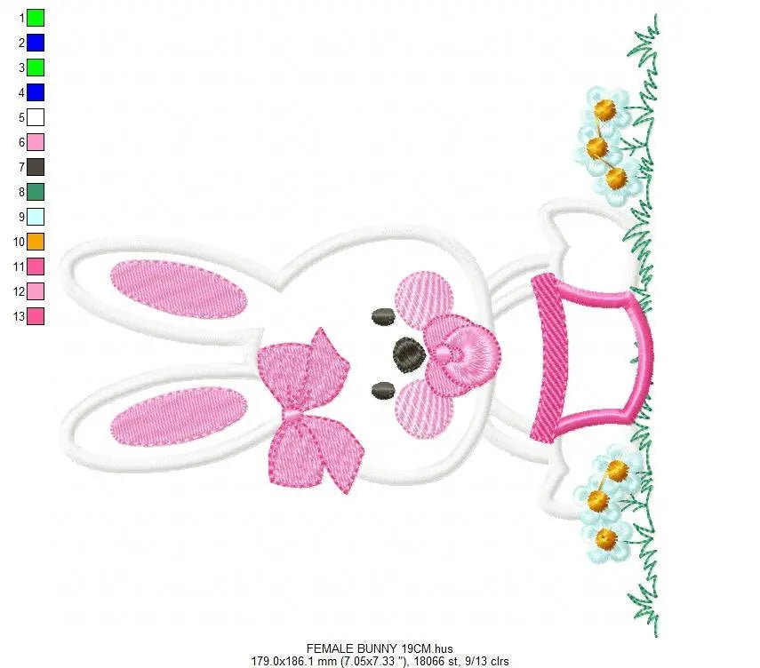Bunny embroidery design - Rabbit embroidery designs machine embroidery pattern - baby embroidery file nurserry embroidery rabbit with grass Marcia Embroidery