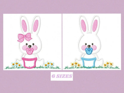 Bunny embroidery design - Rabbit embroidery designs machine embroidery pattern - baby embroidery file nurserry embroidery rabbit with grass Marcia Embroidery