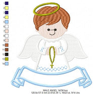 Cargar imagen en el visor de la galería, Angel embroidery designs - Girl embroidery design machine embroidery pattern - Boy embroidery file - angel applique design boy and girl
