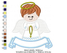 Cargar imagen en el visor de la galería, Angel embroidery designs - Girl embroidery design machine embroidery pattern - Boy embroidery file - angel applique design boy and girl
