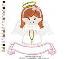 Cargar imagen en el visor de la galería, Angel embroidery designs - Girl embroidery design machine embroidery pattern - Boy embroidery file - angel applique design boy and girl
