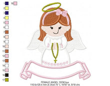 Cargar imagen en el visor de la galería, Angel embroidery designs - Girl embroidery design machine embroidery pattern - Boy embroidery file - angel applique design boy and girl
