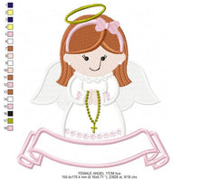 Cargar imagen en el visor de la galería, Angel embroidery designs - Girl embroidery design machine embroidery pattern - Boy embroidery file - angel applique design boy and girl
