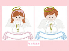 Cargar imagen en el visor de la galería, Angel embroidery designs - Girl embroidery design machine embroidery pattern - Boy embroidery file - angel applique design boy and girl
