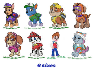 Paw Patrol embroidery designs - Dog embroidery design machine embroidery pattern - Zuma Chase Rubble Skye Marshall Everest Ryder Rocky