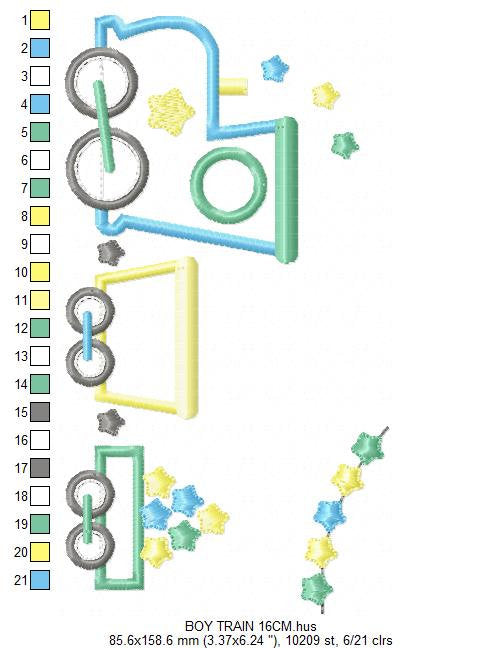 Train embroidery designs - Newborn nursery decoration machine embroidery pattern - Baby Boy and Girl Train applique - Instant download pes