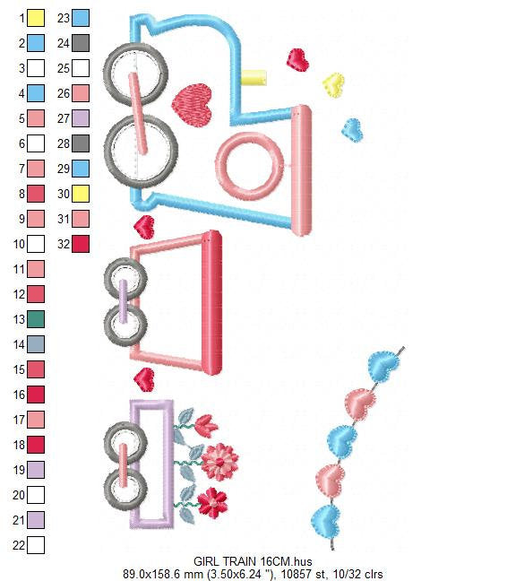 Train embroidery designs - Newborn nursery decoration machine embroidery pattern - Baby Boy and Girl Train applique - Instant download pes