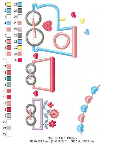 Train embroidery designs - Newborn nursery decoration machine embroidery pattern - Baby Boy and Girl Train applique - Instant download pes