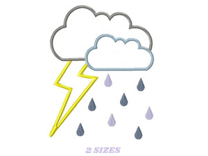 Cloud embroidery design - rain embroidery designs machine embroidery pattern - storm embroidery file - kid embroidery cloud applique design