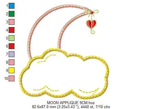 Moon embroidery design - half moon embroidery designs machine embroidery pattern - baby embroidery file  kid embroidery moon applique design Marcia Embroidery