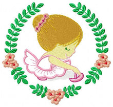 Load image into Gallery viewer, Ballerina embroidery designs - Ballet embroidery design machine embroidery pattern - baby girl embroidery - ballerina applique laurel frame
