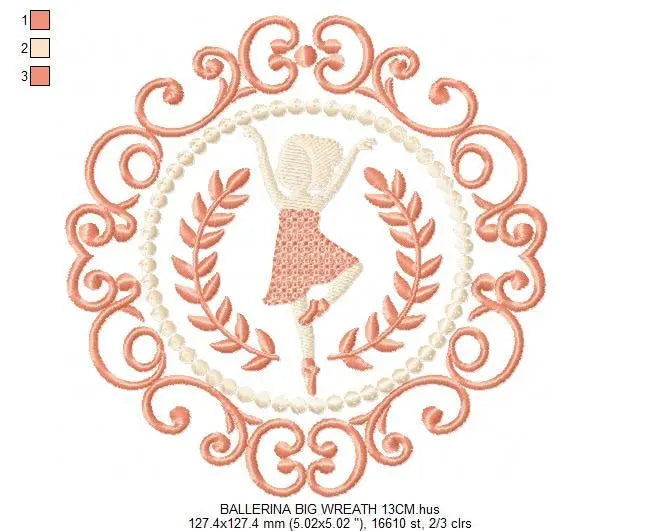 Ballerina embroidery designs - Ballet embroidery design machine embroidery pattern - baby girl embroidery file - Ballerina Wreath Laurel hus Marcia Embroidery