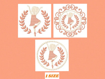 Ballerina embroidery designs - Ballet embroidery design machine embroidery pattern - baby girl embroidery file - Ballerina Wreath Laurel hus Marcia Embroidery