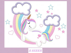 Unicorn embroidery designs - Rainbow embroidery design machine embroidery pattern - Baby girl embroidery file - Unicorn rainbow applique