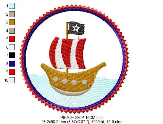 Pirate embroidery designs - Pirate ship embroidery design machine embroidery pattern - pirate applique design - boat embroidery boy applique Marcia Embroidery