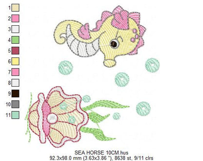 Seahorse embroidery design - Animal embroidery designs machine embroidery pattern - oyster embroidery file - baby embroidery Seahorse design