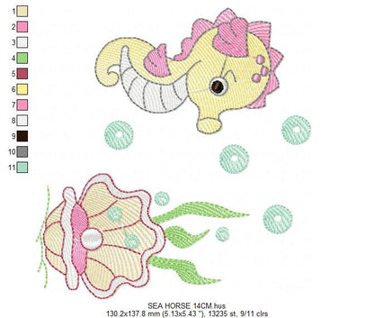 Seahorse embroidery design - Animal embroidery designs machine embroidery pattern - oyster embroidery file - baby embroidery Seahorse design