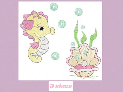Seahorse embroidery design - Animal embroidery designs machine embroidery pattern - oyster embroidery file - baby embroidery Seahorse design