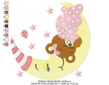 Cargar imagen en el visor de la galería, Bear embroidery designs - Teddy embroidery design machine embroidery pattern - Baby girl embroidery file - Baby boy embroidery bear moon
