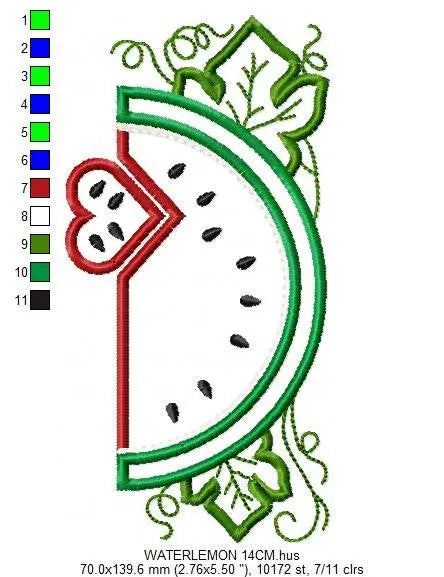 Watermelon embroidery designs - Fruit embroidery design machine embroidery pattern - Watermelon applique design - Kitchen embroidery file Marcia Embroidery
