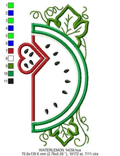 Watermelon embroidery designs - Fruit embroidery design machine embroidery pattern - Watermelon applique design - Kitchen embroidery file Marcia Embroidery