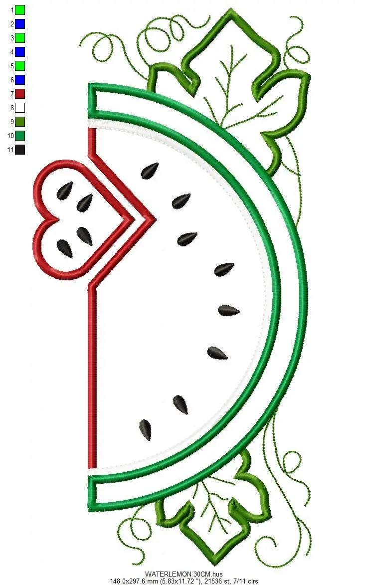 Watermelon embroidery designs - Fruit embroidery design machine embroidery pattern - Watermelon applique design - Kitchen embroidery file Marcia Embroidery