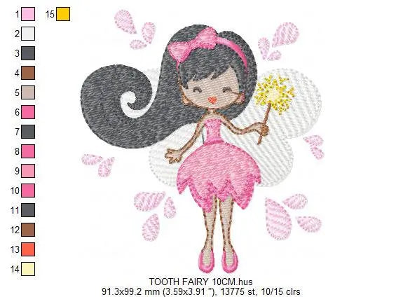 Tooth Fairy embroidery designs - Fairy godmother embroidery design machine embroidery pattern - fairy design Baby girl embroidery file pixie Marcia Embroidery