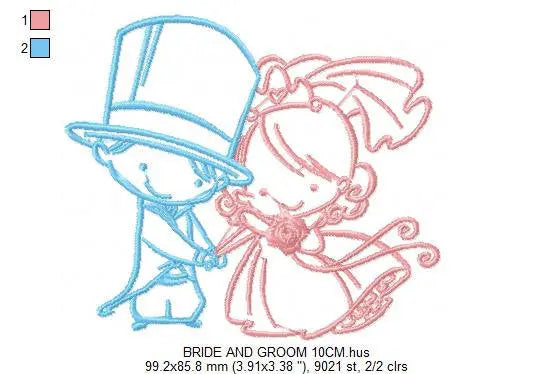 Couple embroidery designs - Wedding embroidery design machine embroidery pattern - instant download boy embroidery girl embroidery wedding Marcia Embroidery