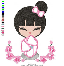 Cargar imagen en el visor de la galería, Japanese Geisha embroidery designs - Japanese Girl embroidery design machine embroidery pattern - geisha with flowers embroidery file design
