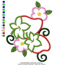 Charger l&#39;image dans la galerie, Strawberry embroidery designs - Fruit embroidery design machine embroidery pattern - Kitchen embroidery file - Strawberry applique design
