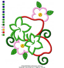 Charger l&#39;image dans la galerie, Strawberry embroidery designs - Fruit embroidery design machine embroidery pattern - Kitchen embroidery file - Strawberry applique design
