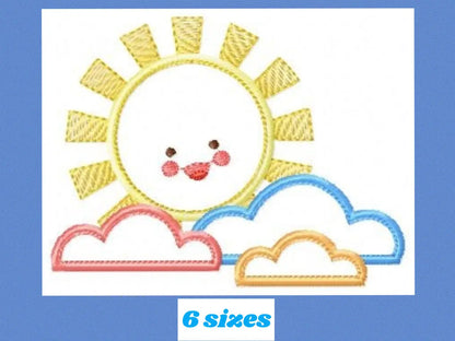 Sun with clouds embroidery design - Sun embroidery designs machine embroidery pattern - baby embroidery file - kid embroidery newborn design Marcia Embroidery