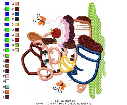 Pig embroidery design - Cooker embroidery designs machine embroidery pattern - Kitchen embroidery file - pig applique design download
