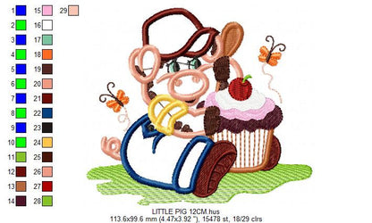 Pig embroidery design - Cooker embroidery designs machine embroidery pattern - Kitchen embroidery file - pig applique design download