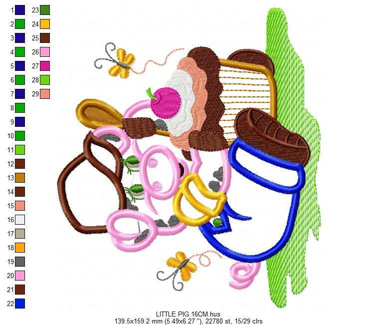 Pig embroidery design - Cooker embroidery designs machine embroidery pattern - Kitchen embroidery file - pig applique design download