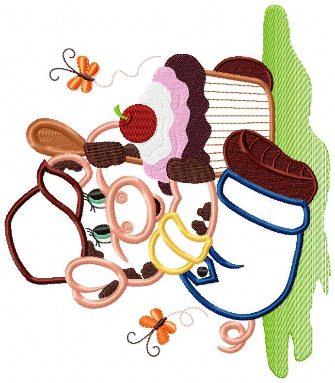 Pig embroidery design - Cooker embroidery designs machine embroidery pattern - Kitchen embroidery file - pig applique design download